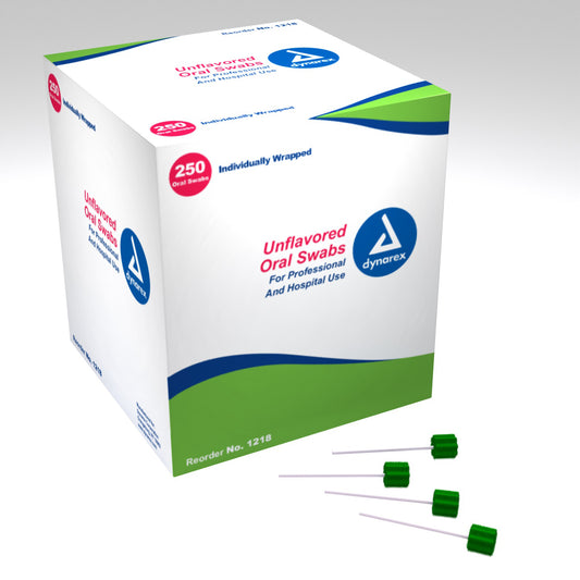Dynarex Oral Swabsticks, Unflavoured, Individually Wrapped - Box of 250