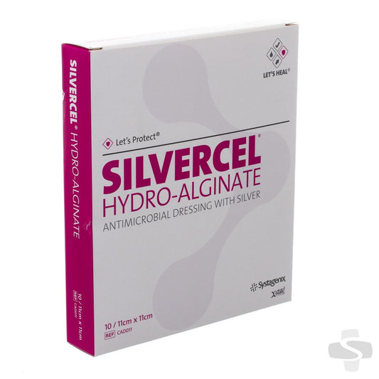 Solventum Silvercel Hydro-Alginate Antimicrobial Dressing 11 cm x 11 cm Sterile Non-Woven Maintains Streng - Box of 10