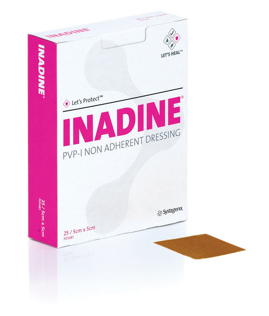 Solventum Inadine Pvp-I Non Adherent Dressing 5 cm x 5 cm - Box of 25