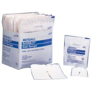 Covidien / Medtronic (2per Pk) Curtiy Drain Sponge 6ply Sterile 4" X 4" 6242P — Box of 25 — product image