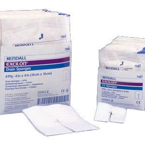 Covidien / Medtronic (Pk/2) Excilon Non-Woven Drain Gauze Sponge 4" X 4" 6-Ply Sterile Poly/Rayon Fast-Wicking Pre- 7086 — Box of 25 — product image