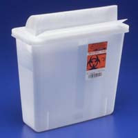 Cardinal Health in-Room Sharps Container 5qt Always-Open Lid 10 3/4" x 4 3/4" x 11" Transparent Horizontal Drop - Each