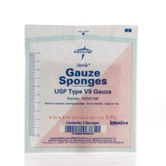 Medline (Pk2) Sterile Gauze Sponge, 8ply, 10cm X 10cm. NON21448 — Box of 100 — product image