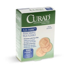 Medline Curad Fabric Spot Bandage, 7/8" Round, Sterile, Latex-Free NON25502 — Box of 100 — product image
