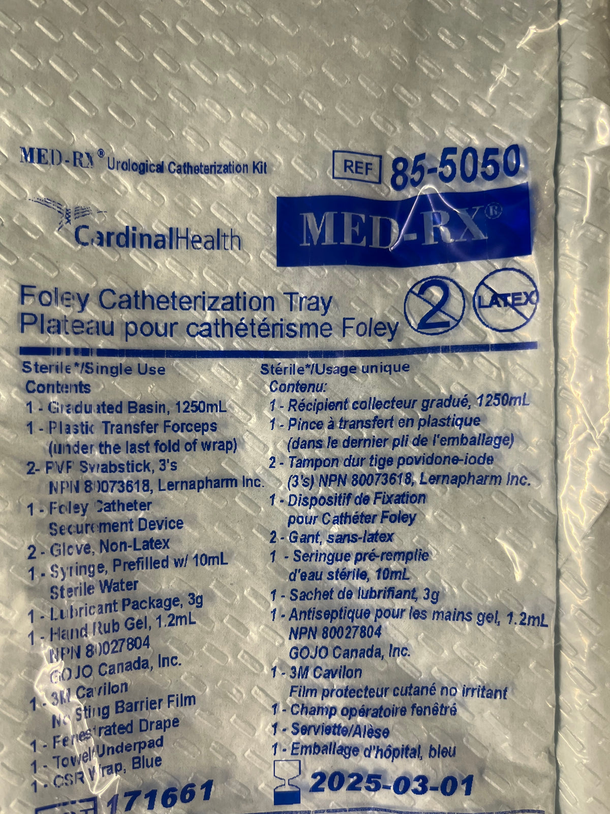 Med Rx Foley Catheterization Tray 85-5050 — Each — product image