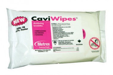 Metrex Caviwipes Disinfecting Towelette Flat Pack, 7in x 9in 3 Minute Action - Pack of 45