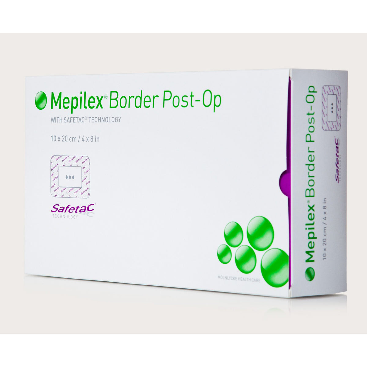 Molnlycke Dressing Mepilex Border Post Op, Size 10 cm x 25 cm. - Box of 10