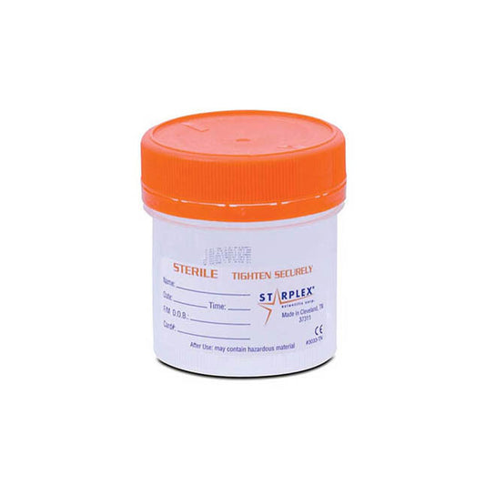 Starplex Scientific Inc. Leakbuster Specimen Container 90 mL Orange O-Ring Cap Tamper Tab Polypropylene Sterile - Box of 100