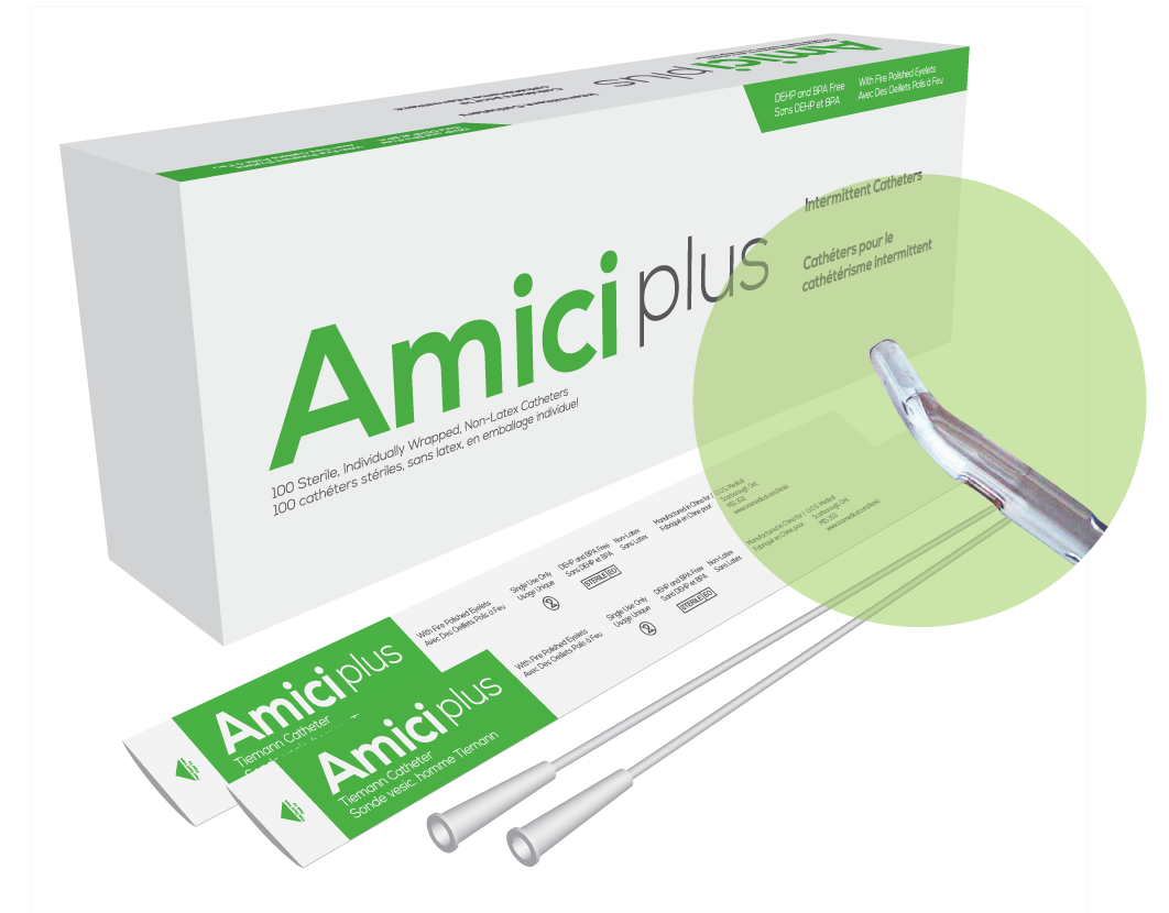 Amici Catheters Amici Plus Tiemann Intermittent Catheters, Size 12 Fr 16in 5712 — Box of 100 — product image