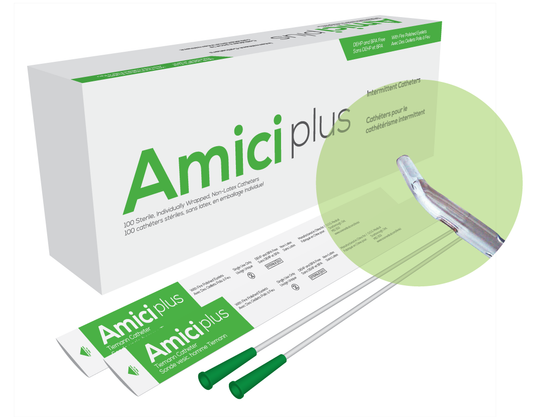 Amici Catheters Amici Plus Tiemann Intermittent Catheters, Size 14 Fr 16in - Box of 100