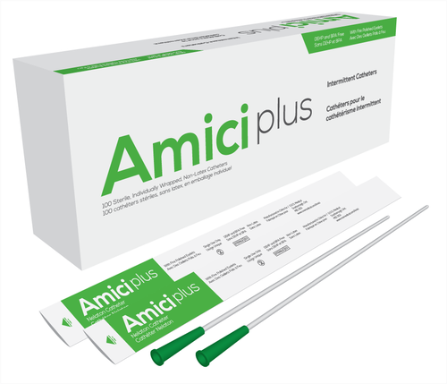 Ontario Ostomy Supply Amici Ultra Male Intermittent Catheters, Size 8 Fr 16in 7908 — Box of 100 — product image