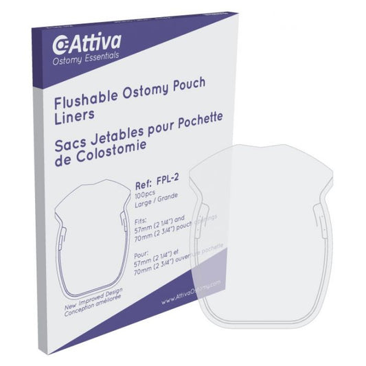 Ontario Ostomy Supply Flushable Pouch Liners, Openings 57 mm & Up Size 17 cm x 20 cm, Large - Box of 100