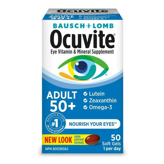 Supplément de vitamines et minéraux pour les yeux Ocuvite, 50 gels mous