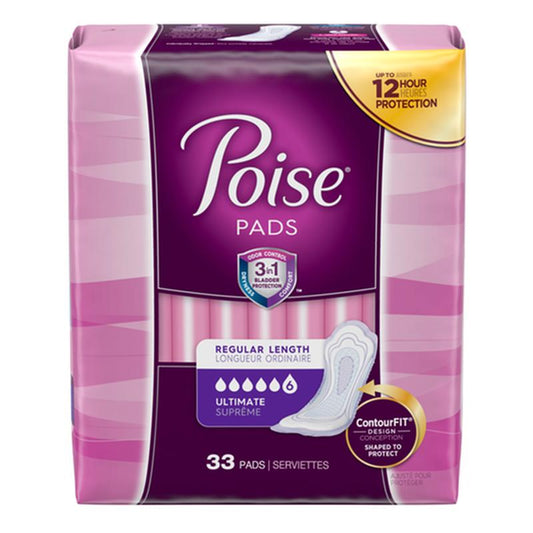 Kimberly Clark Poise Original Ultimate Regular Non-Winged Pads Convenience - Package of 33