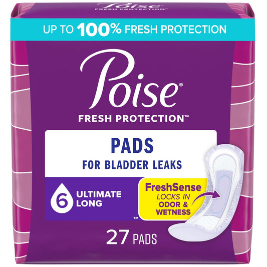 Kimberly Clark Poise Original Ultimate Long Non-Winged Pads Convenience - Package of 27