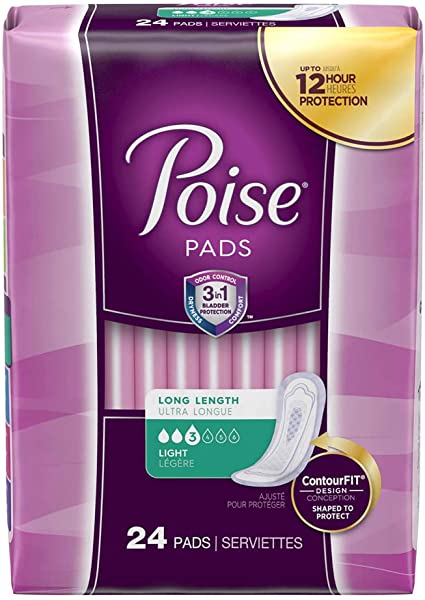 Kimberly Clark Poise Original Light Long Non-Winged Pads Regular - Package of 24