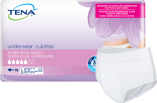 Tena (4/16pk) Tena Women'S Super Plus Absorbent Underwear Lg (37-50") - Case of 64