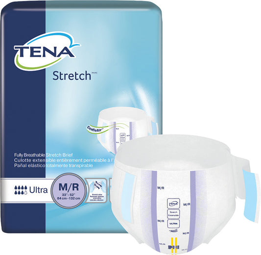 Tena Cs/2pkg (36/Pkg) Tena Stretch Ultra Brief, Medium/Regular Size 33in-52in