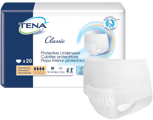 Tena Cs/4pkg (20/Pkg) Tena Protective Underwear, Classic, Medium 34in-44in