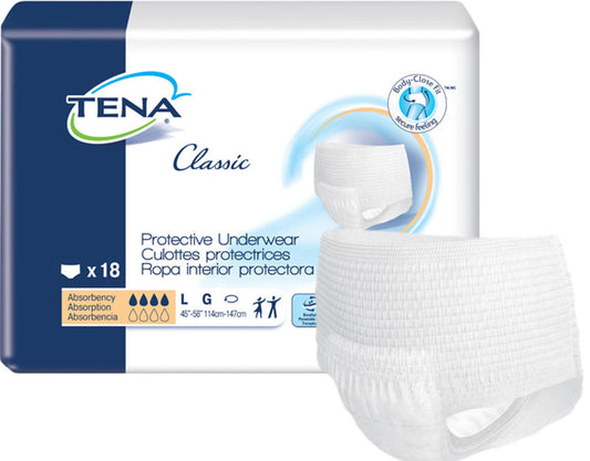 Tena Cs/4pkg (18/Pkg) Tena Protective Underwear, Classic, Large 45in-58in