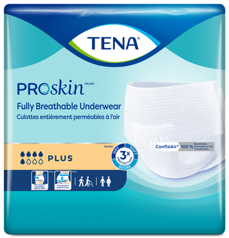 Tena Cs/4pkg(20/Pkg) Tena Plus Protective Underwear, White, Medium 33" X 44" 72632 —  — product image
