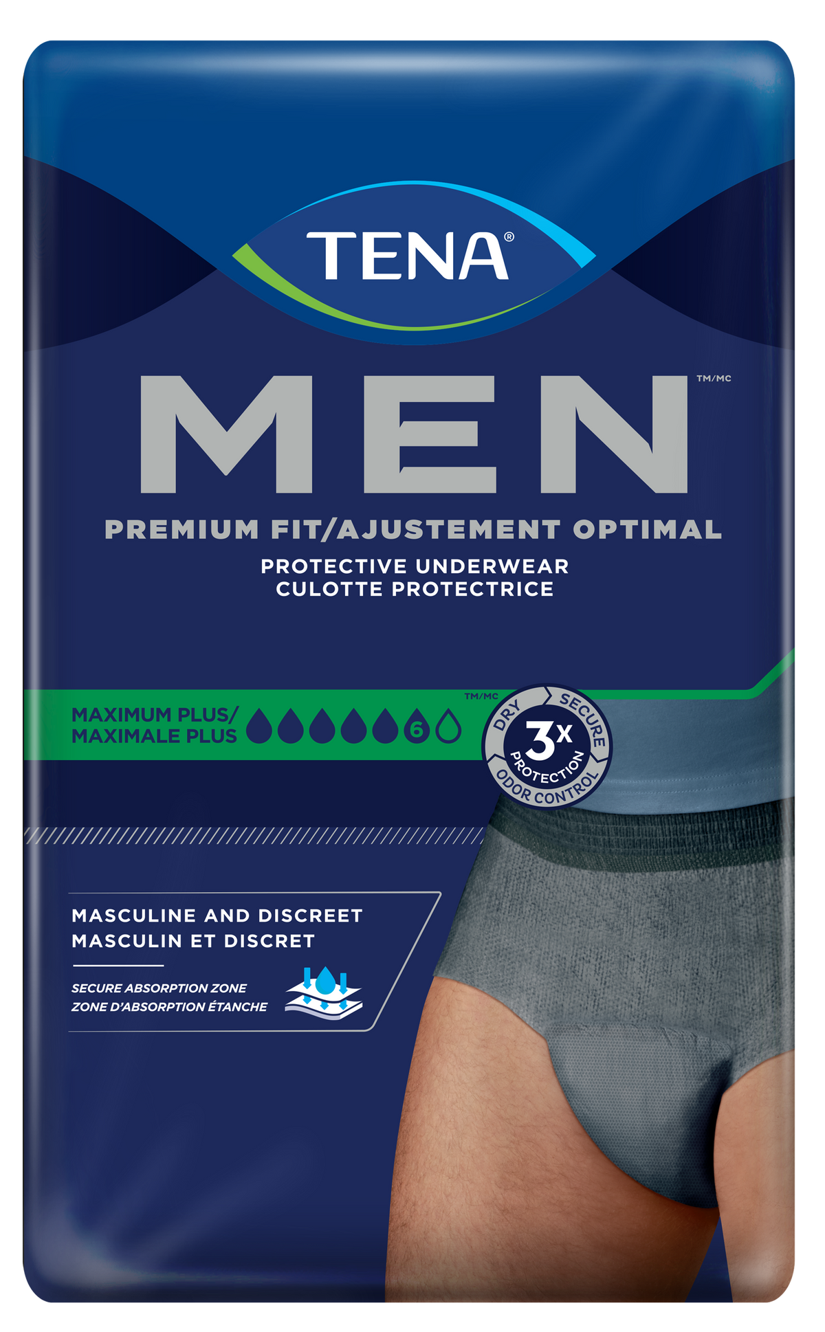 Tena Cs/4pk (16/Pk) Men Protective Underwear Small/Medium Super Plus Absorbancy With Odor Protection Grey 81780 —  — product image