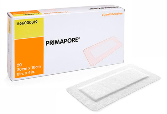 Smith & Nephew Primapore Low-Adherent Post-Op Island Dressing, Size 20 cm x 10 cm - Box of 20