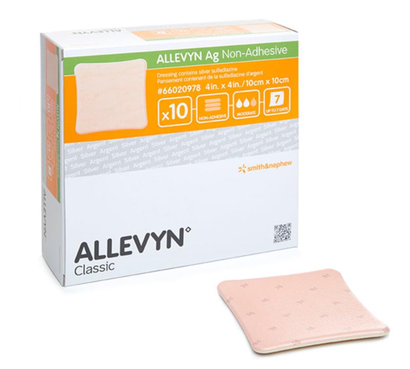 Smith & Nephew Allevyn Ag Non-Adhesive Dressing, Size 5cm X 5cm 66020977 — Box of 10 — product image
