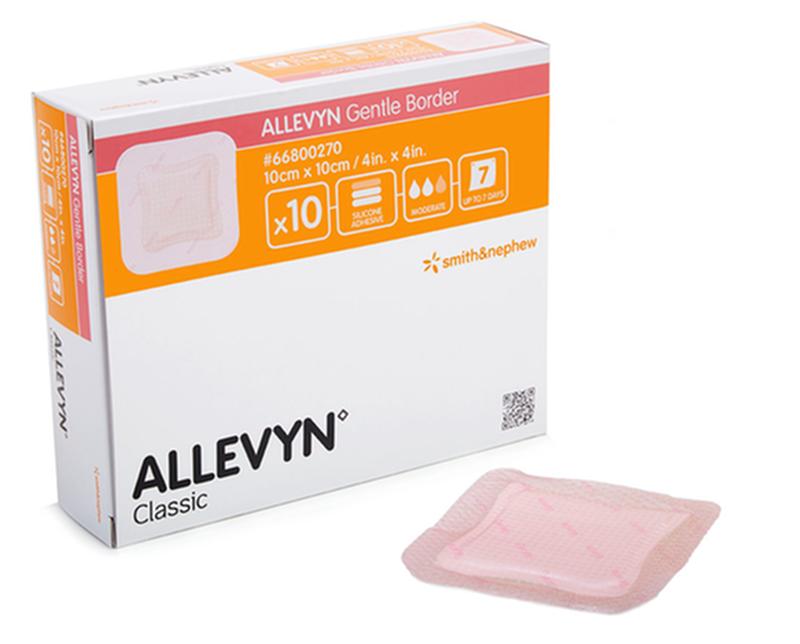 Smith & Nephew Allevyn Gentle Border Dressing, Size 7.5 cm x 7.5 cm - Box of 10