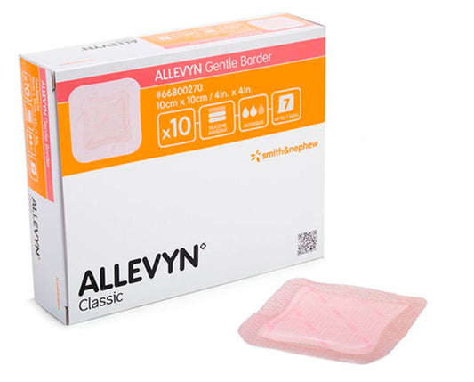 Smith & Nephew Allevyn Gentle Border Dressing, Size 7.5 cm x 7.5 cm - Box of 10