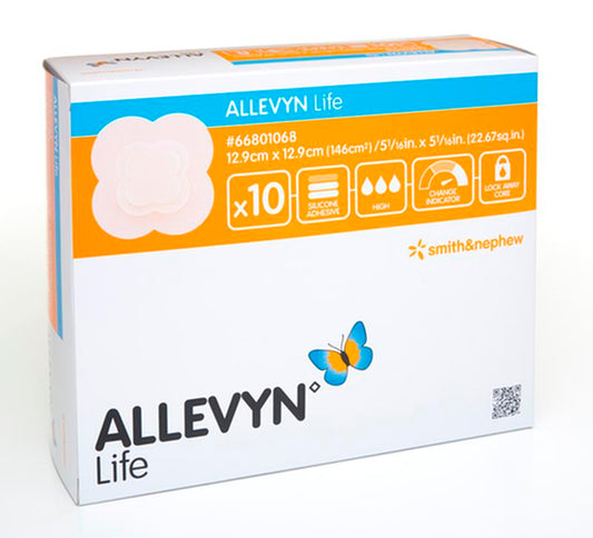 Smith & Nephew Allevyn Life Adhesive Foam Dressing, Size 10.3 cm x 10.3 cm - Box of 10