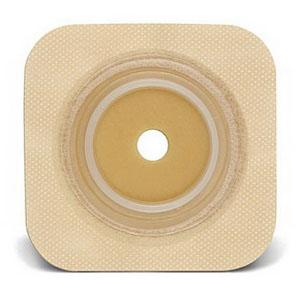 Convatec Natura Durahesive Flex Barrier,Flange 4x4" 1-1/4"Tan 413164 — Box of 10 — product image