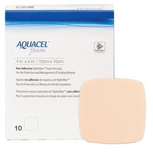 Convatec Aquacel Non-Adhesive Foam Dressing, 4in X 4in (10cm X 10cm) 420633 — Box of 10 — product image