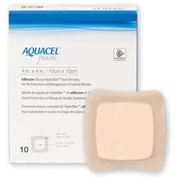 Convatec Aquacel Adhesive Foam Hydrofiber Dressing 10cmx10cm (4"X4") Sterile 420680 — Box of 10 — product image