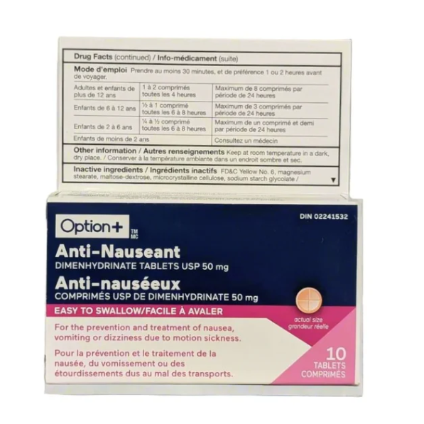 Option+ Anti-Nauseant 50mg 10 easy to swallow tablets – RxClinic ...