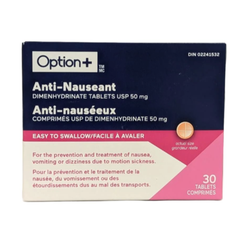 Option+ Anti-Nauséeux 50 mg 30 comprimés faciles à avaler