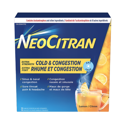 NeoCitran Extra Strength Cold & Congestion Lemon Flavour Daytime