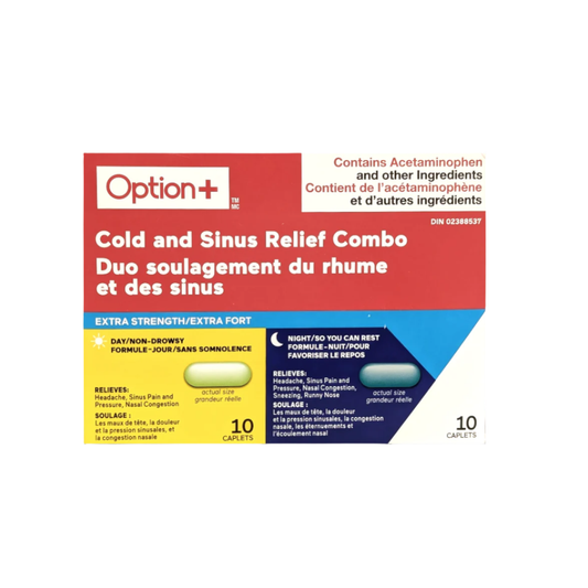 Option+ Extra Strength Cold and Sinus Relief Day & Night Combo 20 caplets