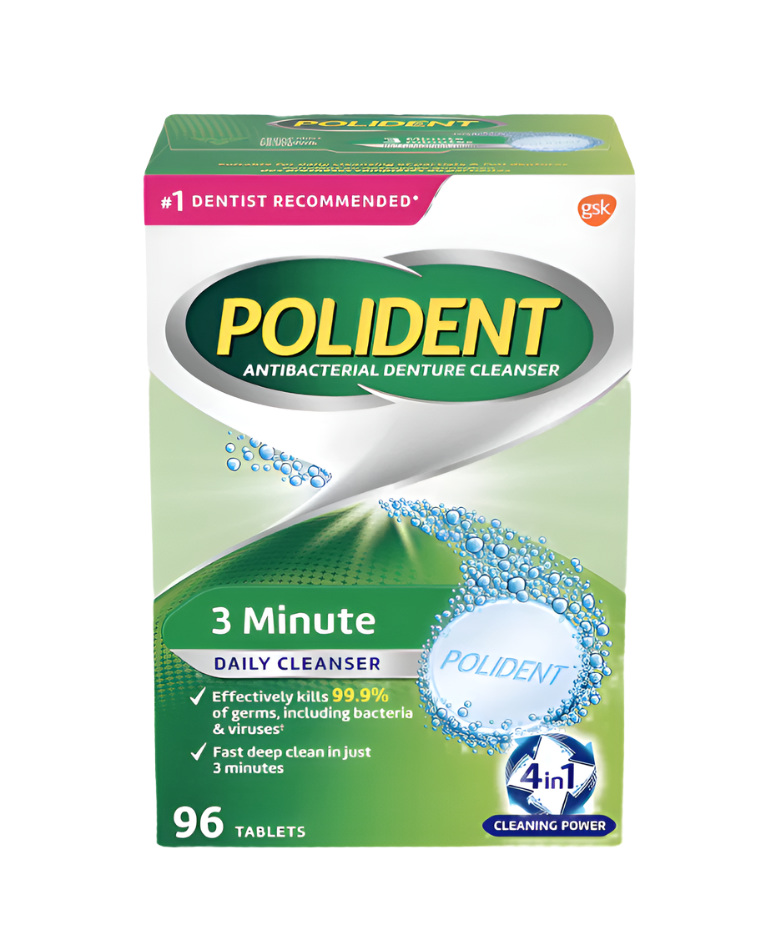 Polident Nettoyant pour prothèses dentaires en 3 minutes 96 comprimés