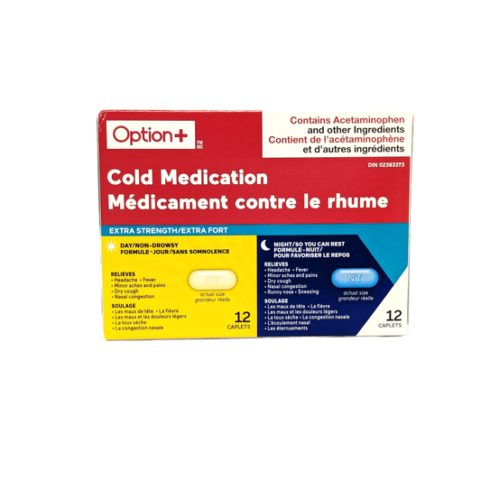 Option+ Cold Medication Extra Strength 12 day 12 night caplets