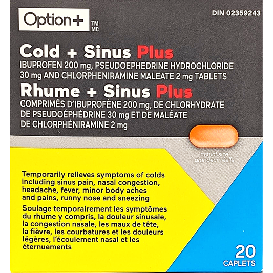 Option+ Cold + Sinus Plus 20 caplets