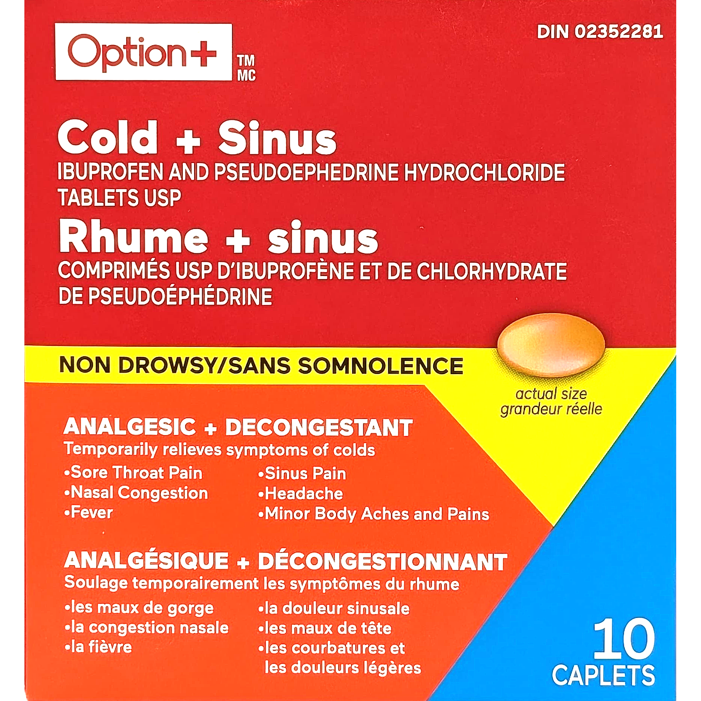 Option+ Cold + Sinus non-drowsy 10 caplets