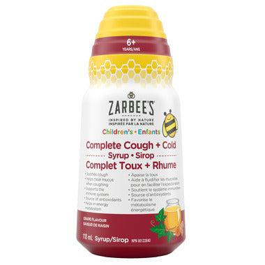 Zarbee's Children's Complete Cough + Cold Syrup Grape Flavour 118ml