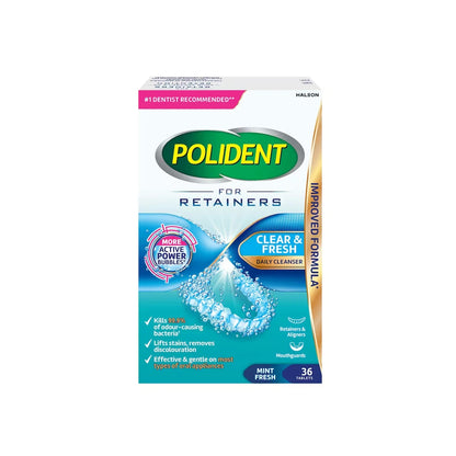Polident Daily Cleanser for Retainers, Clear and Fresh front package