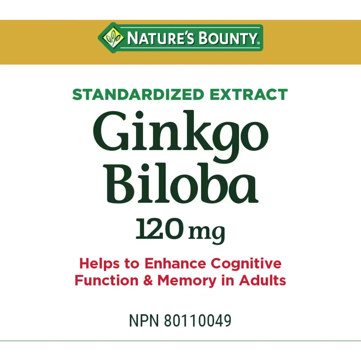 Natures Bounty Gingko Biloba, 120 mg, Value Size, 180 Capsules product detail