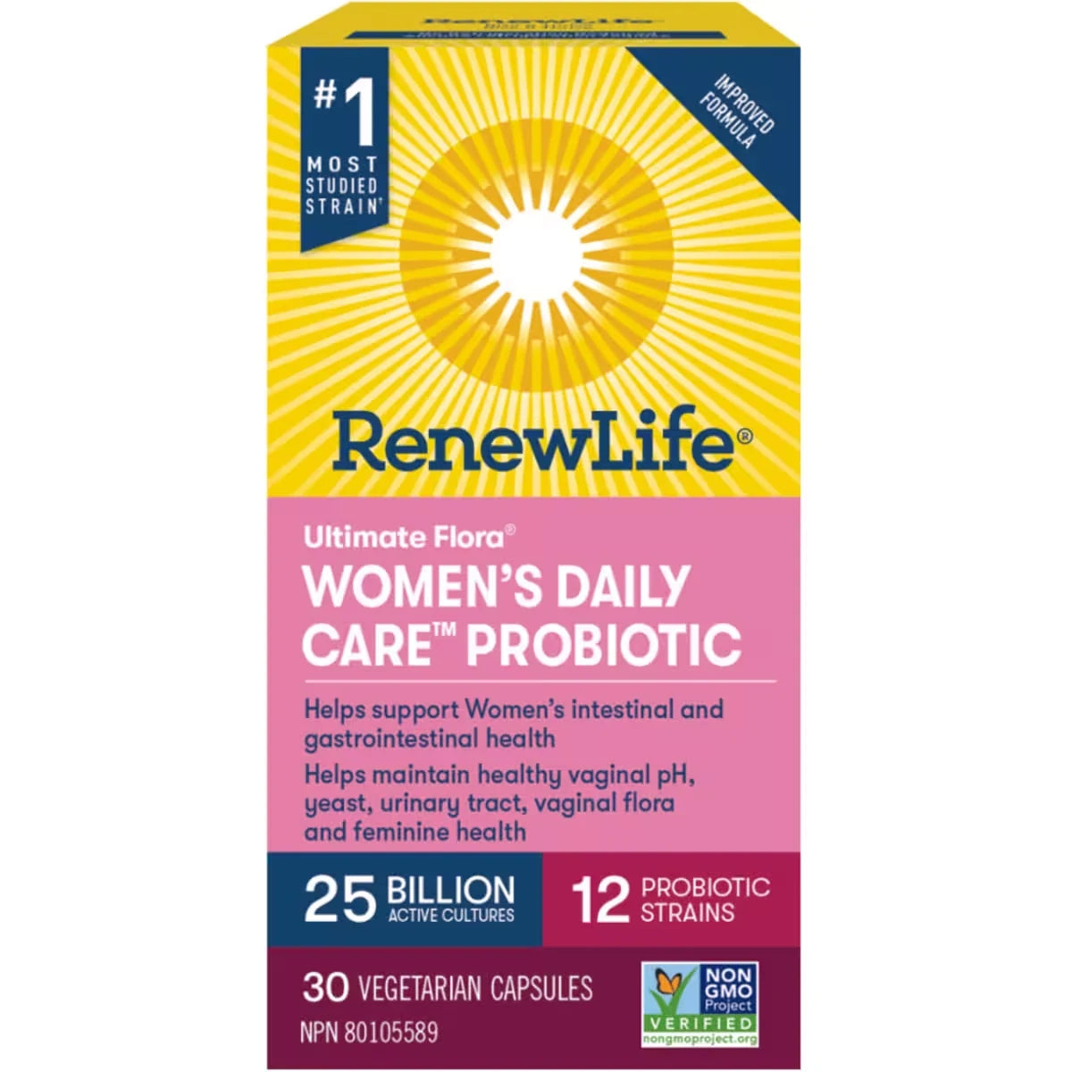 Renew Life Ultimate Flora Women's Daily Care Probiotic, 25 Billion Active Cultures product package