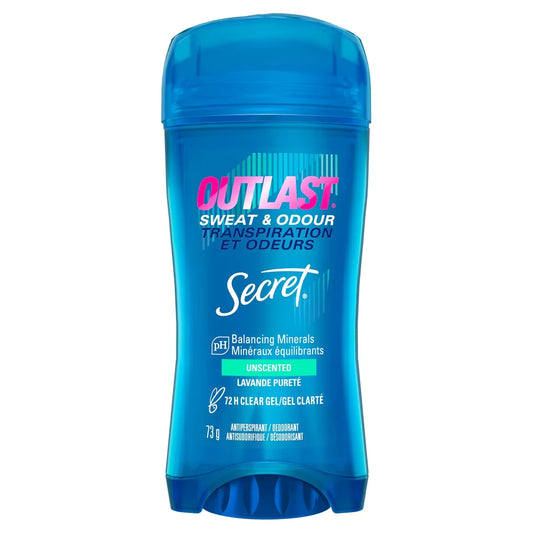 Secret Outlast Sweat & OdorClear Gel Women's Antiperspirant Deodorant, Unscented, 73 grams product package