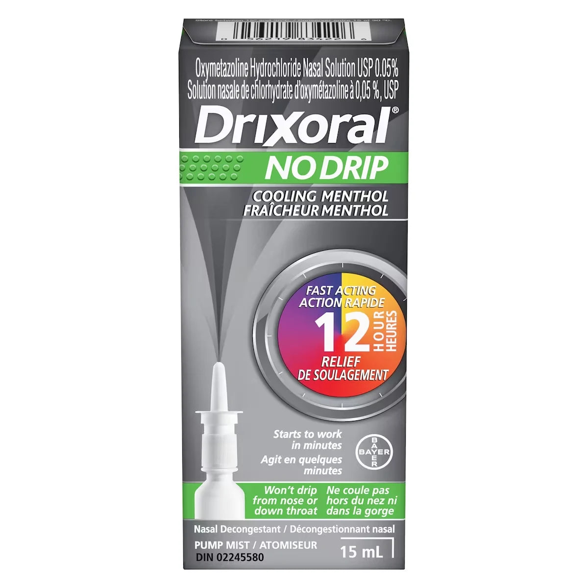 Drixoral No Drip Cool Menthol Spray, Cooling Sensation with 12 Hour Relief, 15ml alternate view