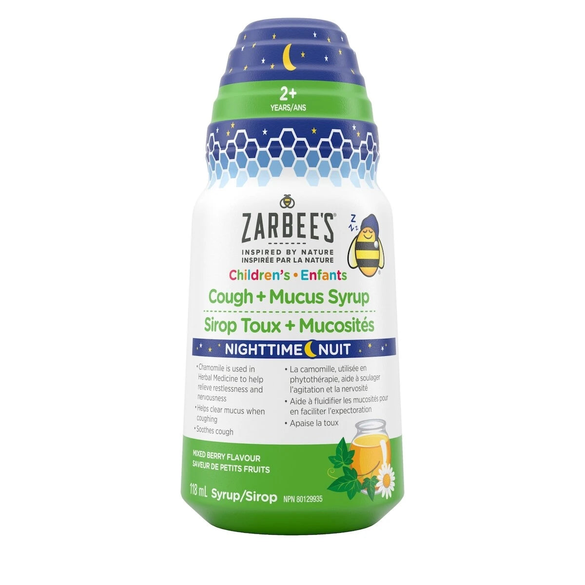 Zarbee's Children’s Nighttime Cough + Mucus Syrup front package