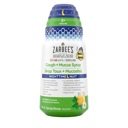 Zarbee's Children’s Nighttime Cough + Mucus Syrup front package
